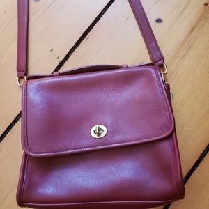 Vintage red leather coach satchel